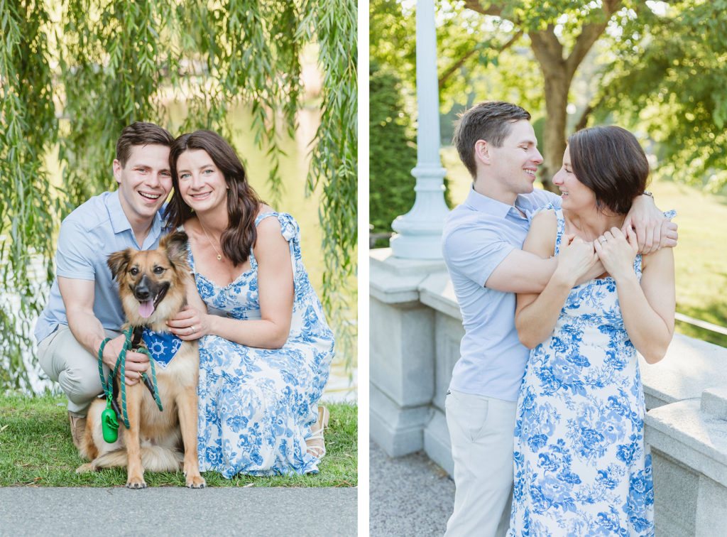 couple has engagement session in the Boston Public Garden.