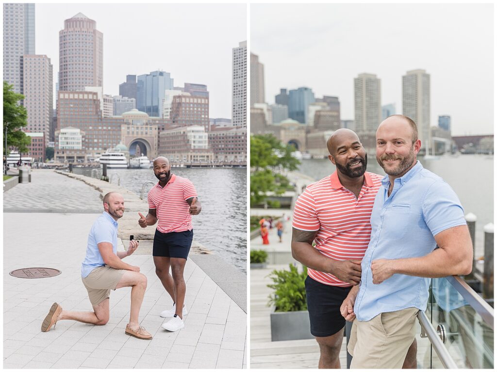 A couple gets engaged in Boston, Massachusetts.