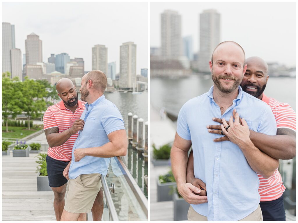 Man proposes to his longtime love at the Boston Seaport.