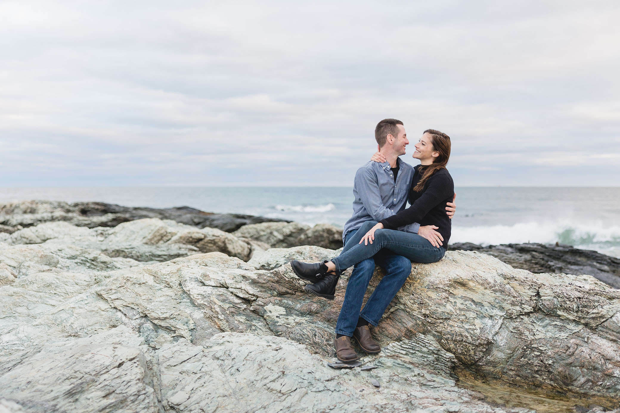 Engaged couple in Newport Rhode Island