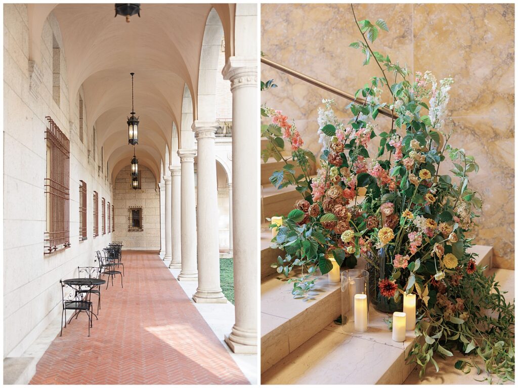 The Boston Public Library is a gorgeous wedding venue with grand stairs and a classic courtyard.