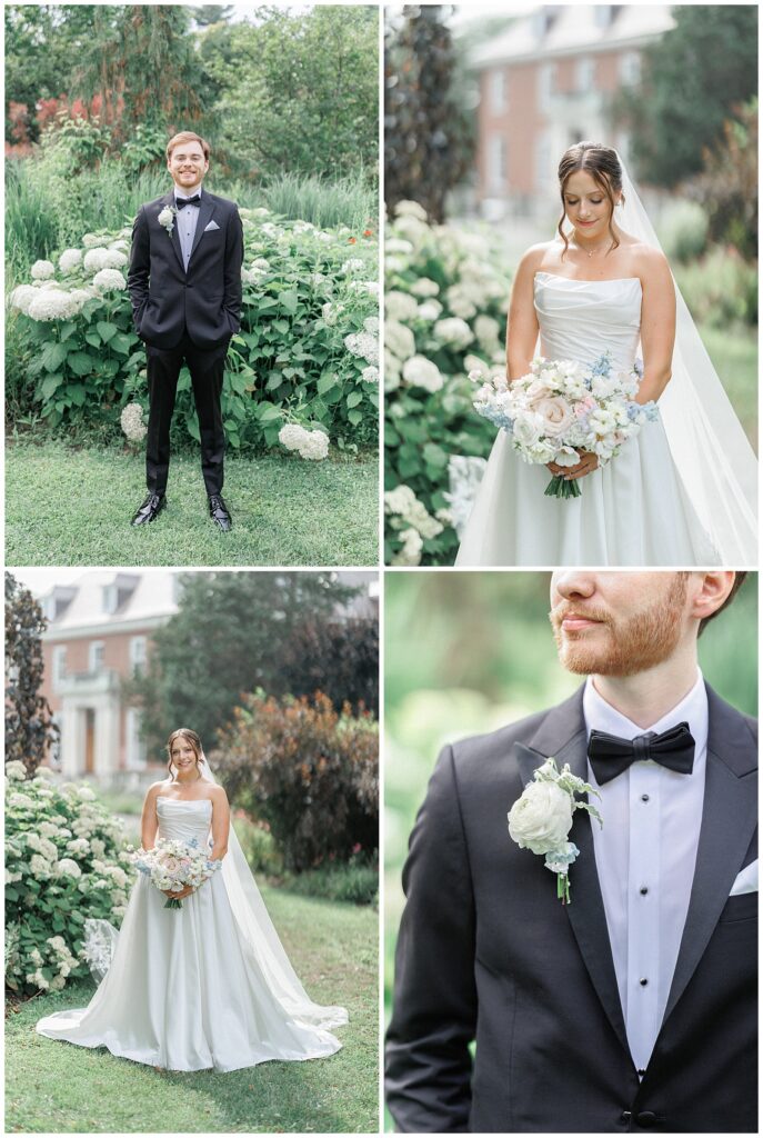 Bride and groom at black tie wedding.