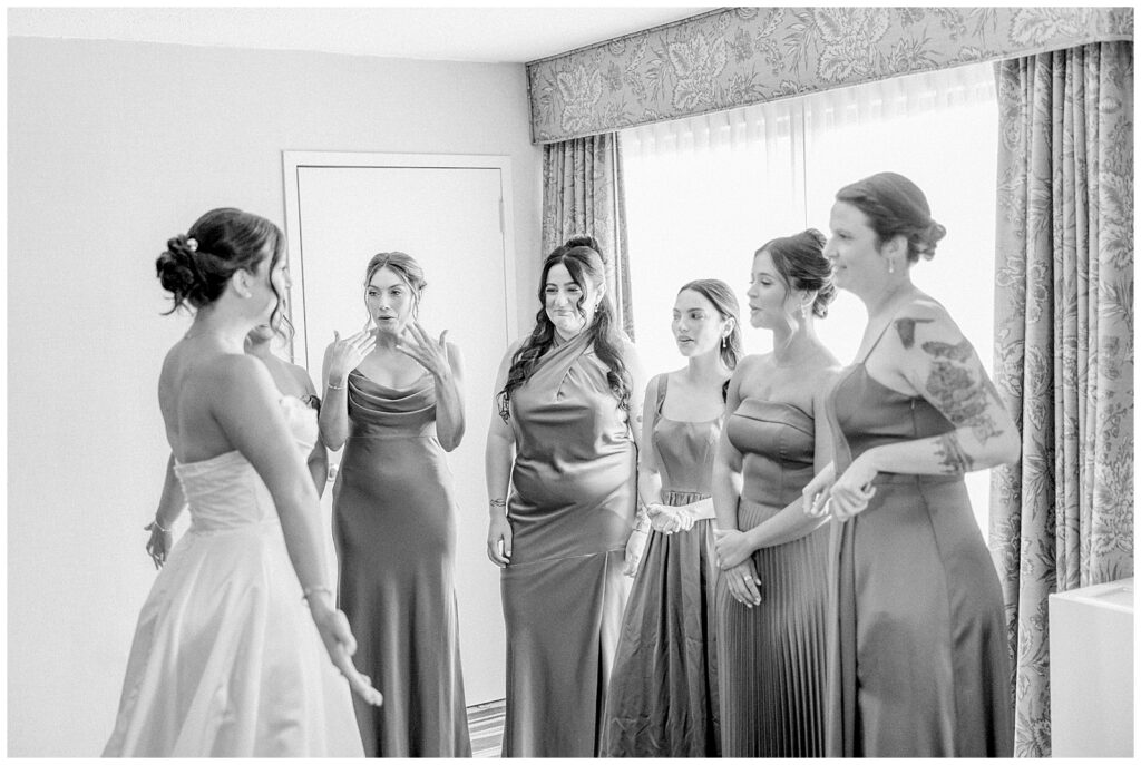 First look with bridemaids.